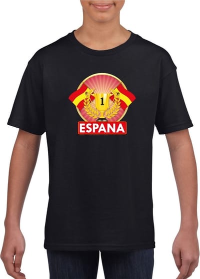 Zwart Spaans kampioen t-shirt kinderen - Spanje supporter shirt jongens en meisjes 110/116