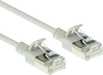 ACT Grijze 10 meter LSZH U/FTP CAT6A datacenter slimline patchkabel snagless met RJ45 connectoren DC7010