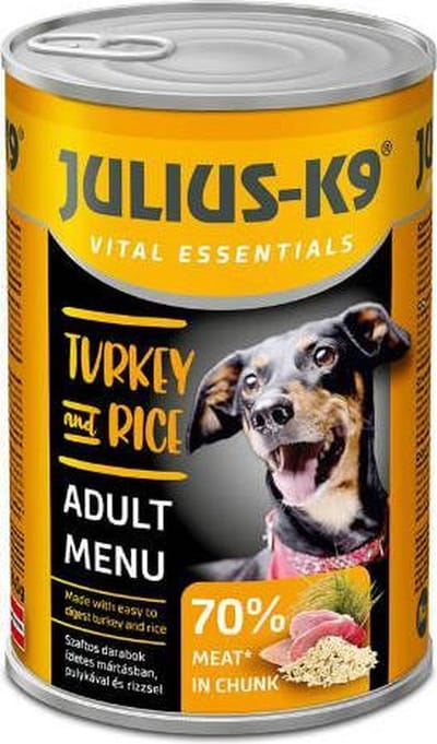 Julius-K9 - Hondenvoer - Natvoer hond - Kalkoen & rijst - 5 x 1240g