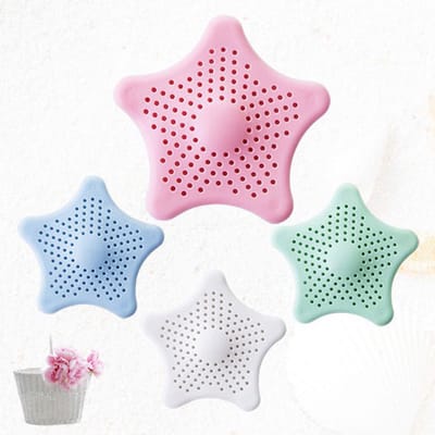 4 Stuks - Afvoerplug - Stervorm - doucheput - Anti Verstopping - Gootsteen zeef - Silicone - roze&wit&groen&blauw - 15*13.5cm