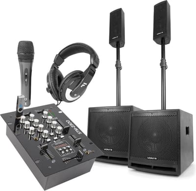 Vonyx 2.2 DJ Speakerset met mixer en gratis accessoires