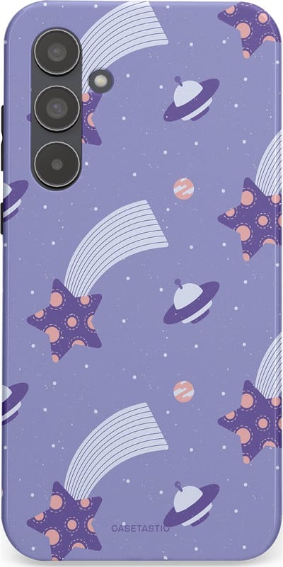 Casetastic Hoesje Geschikt voor Samsung A55 - Stijlvolle Beschermende Duo-layer Case - Sterrenhemel Lila