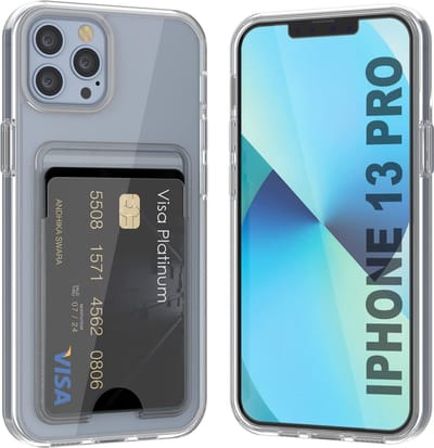 Casemania Hoesje Geschikt voor Apple iPhone 13 Pro - Transparant - Siliconen Back Cover met Kaarthouder