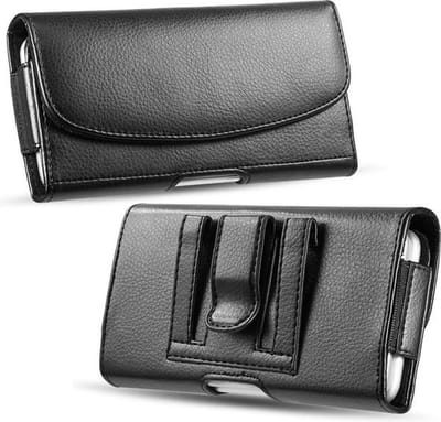 Riem holster hoes horizontale PU lederen portemonnee [kaart- en muntsleuven] magnetische sluiting Heuptas hoesje Geschikt voor: iPhone 15 / 16 - zwart