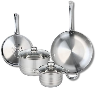 Set van 2 Koekenpannen 24 en 32 cm en 2 Kookpotten 16 en 20 cm Elo Profi Brillant