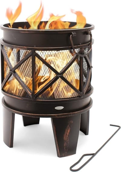 Vuurkorf Met Vonkenscherm - Vuurkorf - Vuurhaard - Terrashaard – Openhaard - BBQ - Vuurton - Vuurmand Op Voeten - Kachel – Buitenhaard – 42 x 42 x 53 cm