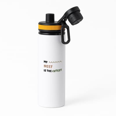 Hacebo® - my neef is the cutest waterfles met draaidop oranje - Neef - schattige neef - verjaardagscadeau - verjaardag - cadeau - cadeautje voor neef - neef artikelen - kado - geschenk - gift - water fles - 850ML