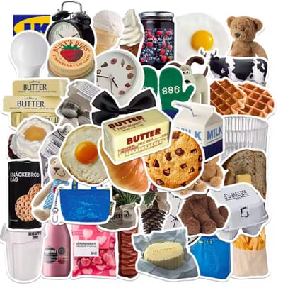 ProductGoods Eten Thema Stickers – 50 Stuks - Waterproof - Scrapbooking & Journaling - Decoratie