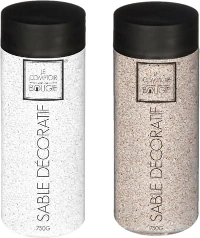 Atmosphera Decoratie zand - 2x potjes - wit en beige - 750 gram - Zandkorrels - hobby vulmateriaal