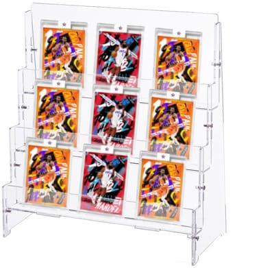 Dailygoods- Wenskaarthouder Draagbaar Formaat - Display Standaard - Acryl Houder - Sportkaartenorganizer - Stabiel en Creatief - 24 cm Lang - Displaystandaard