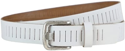 Landley Witte Leren Kinderriem Unisex - Geperforeerde Gleufjes Riem - Jongen / Meisje - Echt Leer - Breedte 3 cm - Wit - Lengte totaal 70 cm / Riemmaat 55