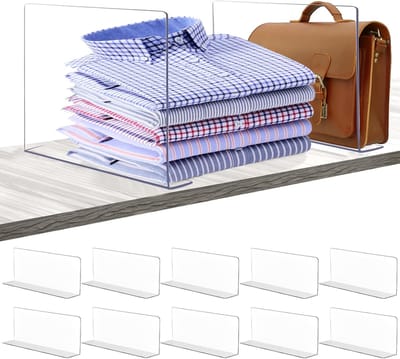 10 Stuks Divider Plank Duidelijk,Doorzichtig Planken Verdelers,Multifunctionele Plankverdeler,Verstelbare Plastic Transparante Verdelers,Kledingkast Plankverdelers,voor Slaapkamer Keuken Kantoor