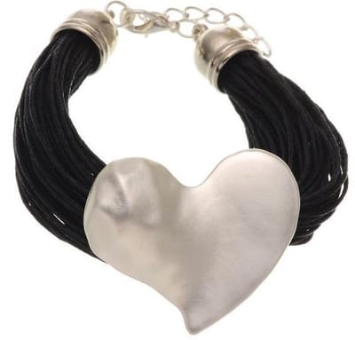 Behave - Armband waxkoord met hartvorm hanger - Romantische stijl