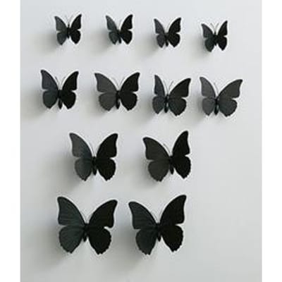 12 Pièces Magnétiques 3D Papillons Stickers Muraux Papillon Extérieur Chambre Salon Décoration de Maison Autocollants Réfrigérateur Pour Décoration de Mariage noir