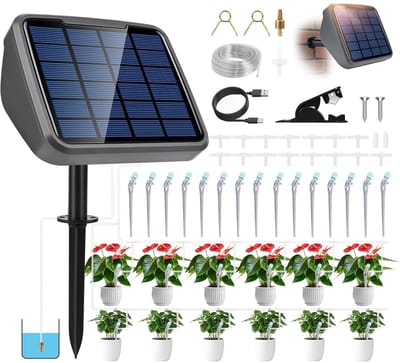 Automatisch druppelirrigatiesysteem op zonne-energie voor tuin en balkon met 15 m slang