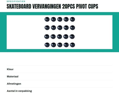 LIVIA HOME- Pivot Cups 20 Stuks - Vervangingsset voor Skateboard/Longboard - 18 Mm PU - Geluidsreductie - Stabiel en Soepel - Skateboard Onderdelen