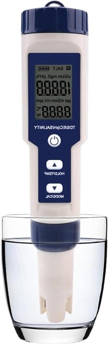 Waterkwaliteit Tester - Meetinstrument - Zwembad Onderhoud - 5 in 1 Functie - IP67 Waterdicht - Zwart