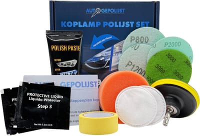 Auto Gepolijst Koplamp Polijstsets – 18 Delig – Koplamp Renovatie – Koplamp Polijstset – Polijstset boormachine – Koplamp Restauratie – Polijstset