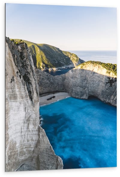 Dibond - Navagio Beach - Zakynthos - Griekenland - 80x120cm Foto op Aluminium (Wanddecoratie van metaal)