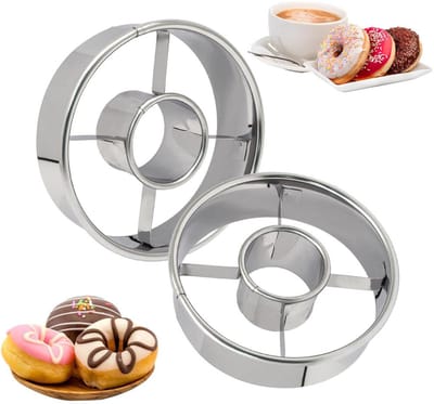Donutvorm - 2 stuks - Bakvormen Donut - 9,8cm - Donutvorm Klein - donut maker - taartring - donut uitsteker - RVS - bakgerei - bakaccessoires - Bakringen - dessertvorm - Bakvorm - Broodvorm -Taartvorm - Koekjes Vormen