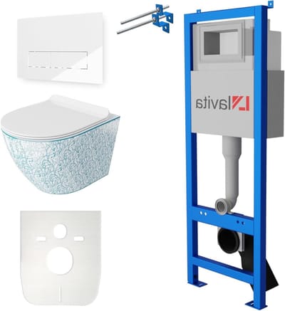 Voorwandelement Toilet - Inbouwreservoir WC - Badkamer Installatie - Zonder Spoelrand - 40 cm - Wit