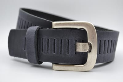 Antraciet Glad Leren Riem – 4cm breed - Nederlands split leer - Heren Dames Unisex - Taille maat: 85 cm - Totale lengte: 100 cm - Merk: Scotts Bluf