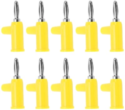 Stapelbare Bananenstekker - Messing Connectoren - Snelle Installatie - Soldeerloos Ontwerp - 4 mm 10 Stuks - Geel