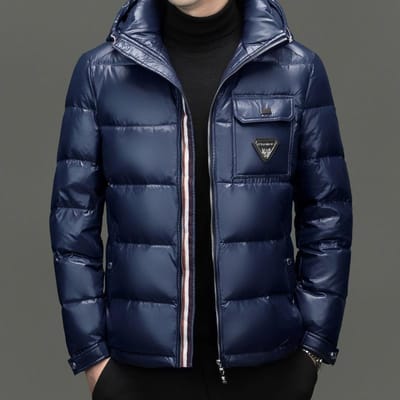 Heren Donsjack met Capuchon, Winter Nieuw Glanzend Trendy Outdoor Donsjack 3XL blue