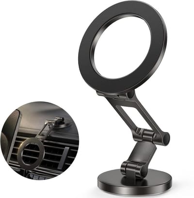 Famanu – Magnetische telefoonhouder voor auto, volledig metalen uitvoering met flexibele assen, 360 graden rotatie