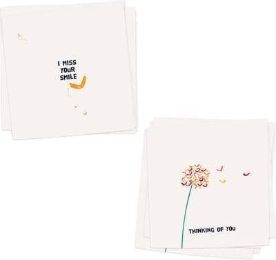 DENKEN AAN - 10 gevouwen luxe wenskaarten inclusief envelop - ansichtkaart - sterkte - ik mis je - voor jou - denk aan je - sterkte - miss your smile - thinking of you - 2 verschillende designs