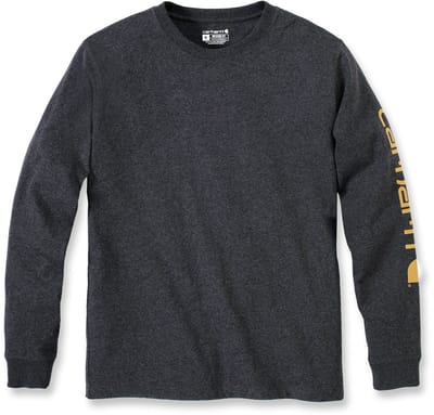 Carhartt T-shirt met logo op de mouw, lange mouwen, Carbon, gemêleerd