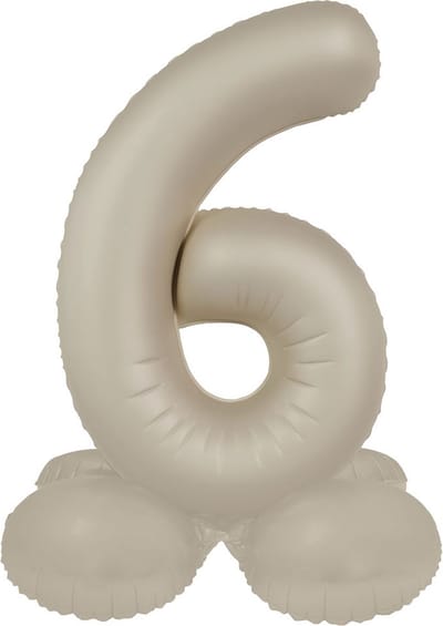 Folat - Staande folieballon Cijfer 6 Creamy Latte - 72 cm