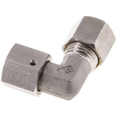 M16x1.5 x 8S RVS Verstelbaar L-Knelfitting 90 graden met Afdichtconus en O-ring 630 Bar DIN 2353 - FL2E-NO-STFP-16-08-SO