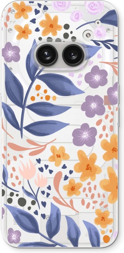 Case Company® - Hoesje geschikt voor Nothing Phone (2a) hoesje - Flowers with blue leaves - Soft Cover Telefoonhoesje - Bescherming aan alle Kanten en Schermrand