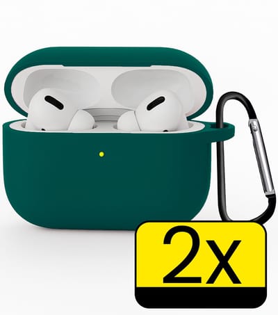 Hoesje Geschikt voor Apple Airpods Pro 3 - Siliconen Hoes met Clip - Silicone Case Cover - Petrol