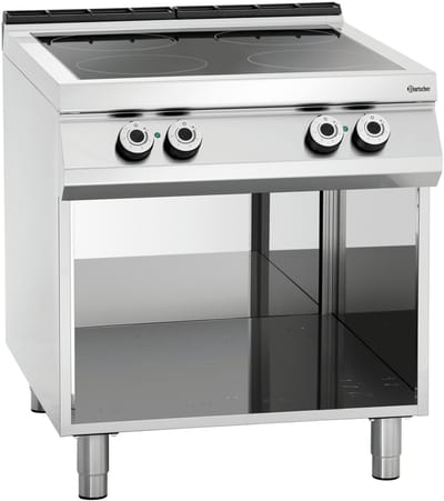 Bartscher Keramisch Fornuis 900 Master - 4 Kookzones - 16 kW - Open Onderbouw - 800x900x900mm - Horeca Fornuis