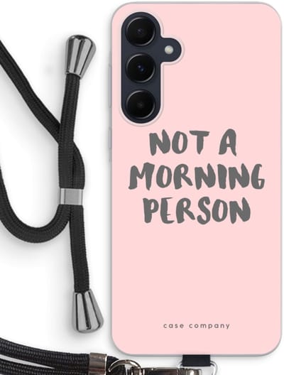 Case Company® - Hoesje met koord geschikt voor Samsung Galaxy A55 hoesje met Koord - Morning person - Telefoonhoesje met Zwart Koord - Bescherming aan alle Kanten en Over de Schermrand