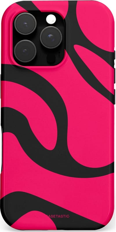 Casetastic hoesje geschikt voor Apple iPhone 16 Pro - MagSafe - Dubbellaagse bescherming - Zwart Roze Mamba Golven - Fashion Case - Roze Zwart