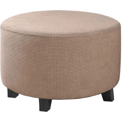 1 stuks Allesomvattende Ronde Ottomane Hoes Spandex Elastisch Voetenbankje 360 Graden Beschermer Ottomane Hoes voor Woonkamer Eenvoudige Installatie S Ottoman Cover