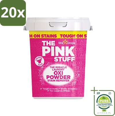 20 x The Pink Stuff - Vlekverwijderaar - Voor Bonte Was - 1kg - Grootverpakking - Vlekverwijderaar - Wasgoed Reinigen - Vlekken Verwijderen - Poeder Vlekverwijderaar - Witte Was Reinigen