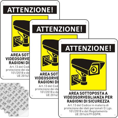 Waarschuwingsstickers voor cameratoezicht - Videobewaking sticker - 15 x 20 cm (3 stuks)