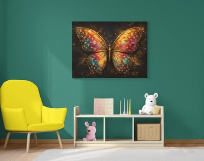 Canvas Schilderij Vlinder - Kleurrijke Wall Art - 100x75 cm