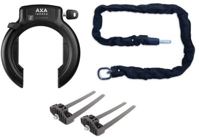 Axa XL Imenso X-Large set met 100cm Insteekketting en Flexmount bevestiging set - Zwart