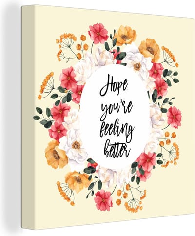 Canvas Schilderij Sterkte - Quotes - Plant - Hope - 20x20 cm - Wanddecoratie