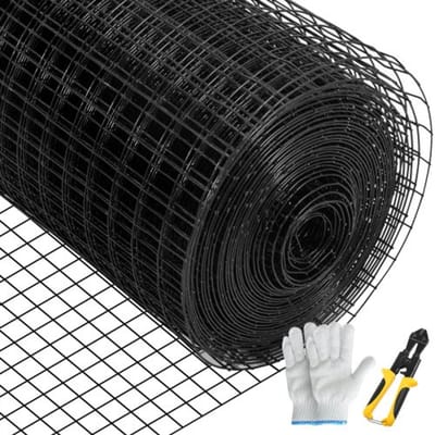 VEVOR 122 x 1524 cm gegalvaniseerd vinyl gecoat 16-gauge stalen kettingschakelhek met een kniptang en een paar stoffen handschoenen, voor tuinhekken en dierenverblijven,