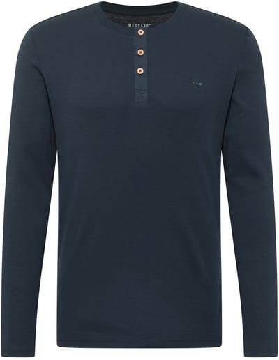 Mustang Heren Longsleeve ARMINTO slim fit Blauw 3XL Ronde Hals Volwassenen