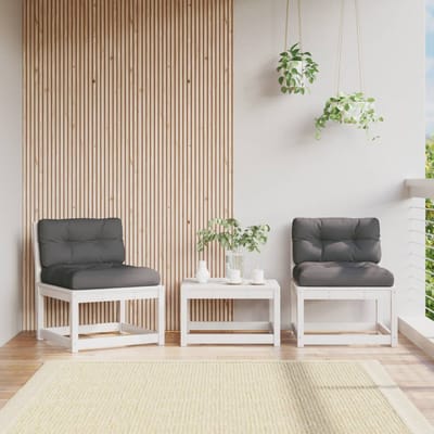 vidaXL - Tuinbanken - met - kussens - 2 - st - massief - grenenhout - wit