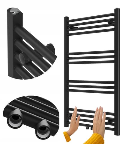 Granitan Badkamerradiator Raven - 100x60cm - Zwart - Ladderverwarming - Handdoekradiator