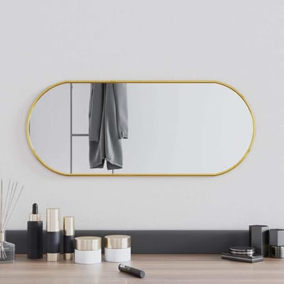 vidaXL - Wandspiegel - 60x25 - cm - ovaal - goudkleurig