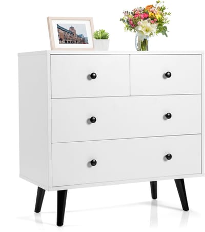 COSTWAY Commode met 4 laden, dressoir van hout, opbergkast modern, ladekast voor woonkamer slaapkamer ingang, 80 x 40 x 77 cm
